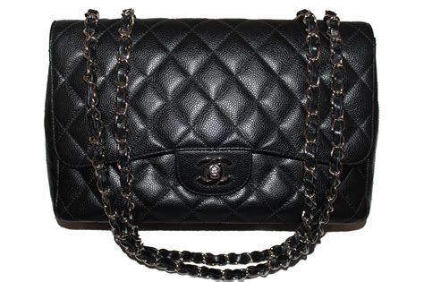 chanel black caviar jumbo single flap bag